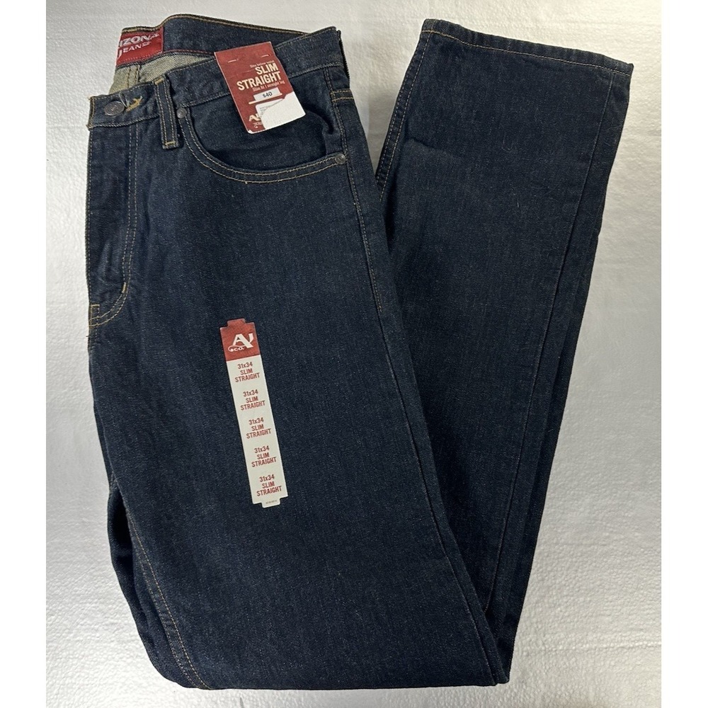 Arizona Jean CO Jeans Men's‎ 31x34 Slim Straight Dark Wash Denim NWT